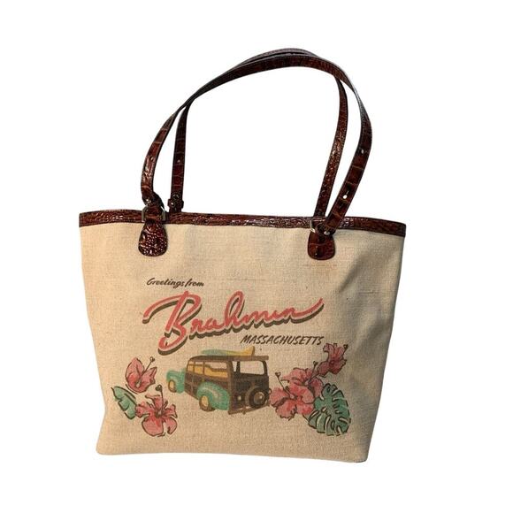 NWT Brahmin Brooke Pecan Pipa Greeting Massachusetts Large Tote Woody New w/ Tag - Picture 10 of 16